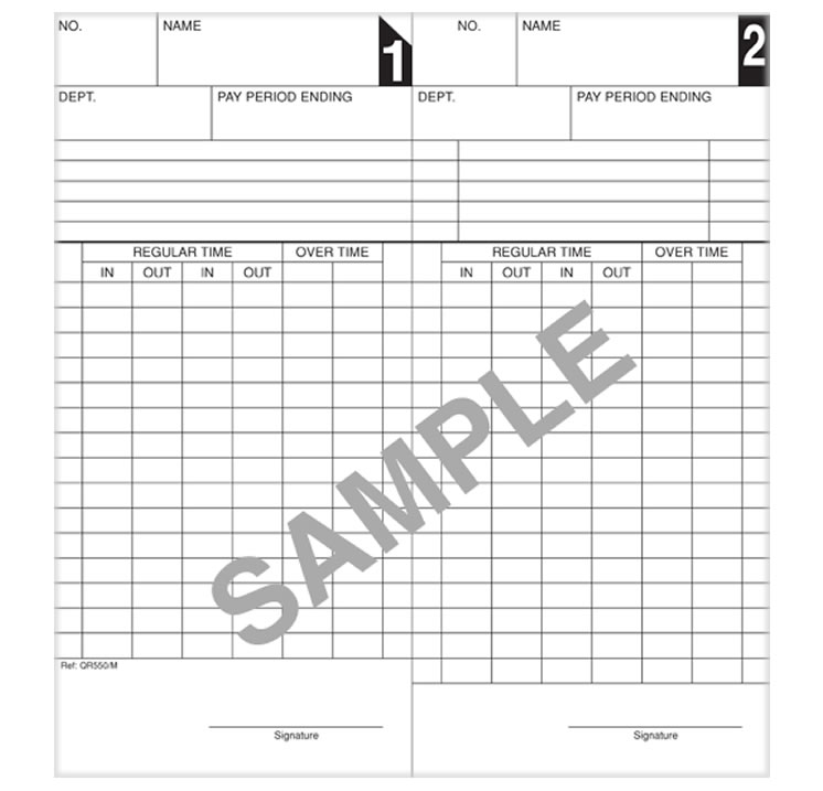 QR550-M Monthly clock card